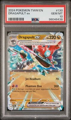 2024 POKEMON TWILIGHT MASQUERADE TWM EN #130 DRAGAPULT ex PSA 10 - Image 1 of 2