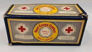 Johnson & Johnson Red Cross Medical First Aid Cotton Box Small Size 1950s  - Picture 1 of 6