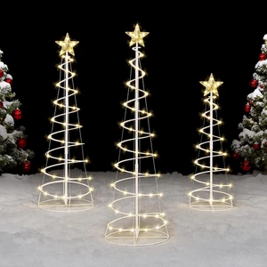 3 Pack Spiral Christmas Tree Lights, 220 LED Outdoor Lighted Tree with Star Topp - Picture 1 of 12