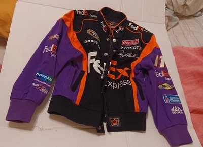 Chaqueta de carreras vintage FedEx NASCAR KIDS pequeña negra Denny Hamlin bordada Foto 1 de 4