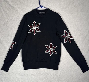 Rag & Bone Sweater Men’s Size M Black Snowflake Extra Fine Merino Wool - Picture 1 of 14