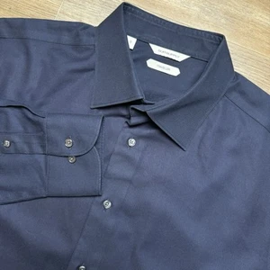 SuitSupply Camicia da Viaggio Uomo 43/17 Blu Navy Abito con Bottoni Business Preppy LS - Foto 1 di 9
