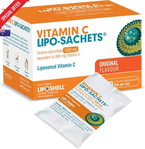 Lipo-Sachets Liposomal Vitamin C 1000mg 30 Packets for Immune & Collagen Support - Picture 1 of 12