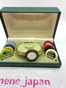 Gucci Change Bezel Watch Colors White Dial w/Box Japan Bezel Working Very Good - Picture 1 of 9