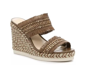 Vince Camuto Brittnuh Espadrille Wedge Brown and Gold - SZ 8 1/2 NEW - Picture 1 of 6