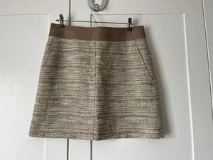 Last Chance Coming Off Ebay-Beaut Tweed Leather Akris Punto Skirt 12 RRP: £300+ - Picture 1 of 10