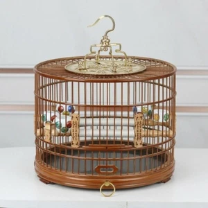 Chinese Old Bamboo Carving circular Bird Cage with Pure hand-made鸟笼 60323 - Picture 1 of 10