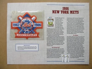 1986 NEW YORK METS Willabee & Ward COOPERSTOWN COLLECTION BASEBALL TEAM PATCH - Picture 1 of 2