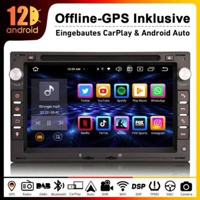 64GB Autoradio für VW Golf 4 Bora Peugeot 307 GPS DVD Android Auto 14.0 CarPlay - Bild 1 von 4