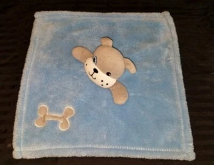 Baby Gear blue Bull dog Puppy Patch eye Lovey Security Blanket Plush Head Bone - Picture 1 of 8