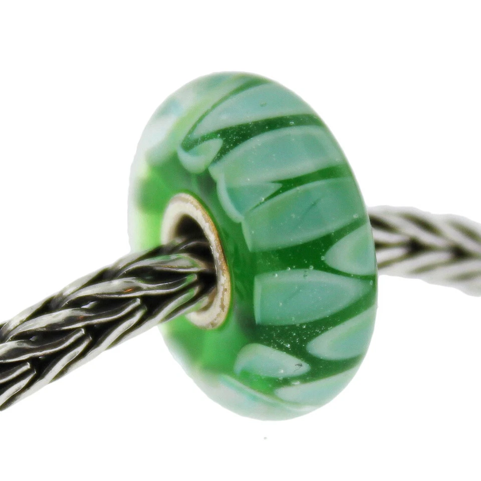 Authentic Trollbeads Glass 61410 Green Shadow 0 RETIRED