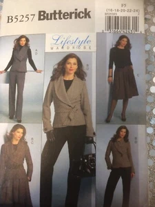 Butterick Pattern B5257 Jacket Skirt Pants Plus Size 16 18 20 22 24 UNCUT NEW - Imagen 1 de 2