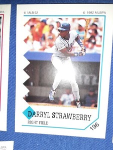 1992 Panini Stickers #196 Darryl Strawberry PACK PULL FREE SHIPPING METS MVP HOF