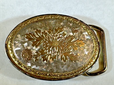 Vintage Western Belt Buckle Floral Gold/Silver Tone Design - Image 1 of 4