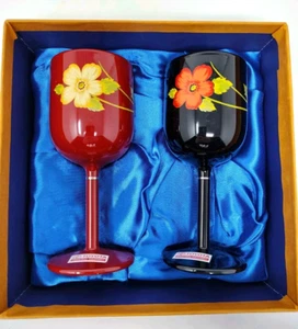 Japanese Lacquer Ware Goblet Kenzo Maison Water Wine Glass Barware Luxury Japan - Picture 1 of 11