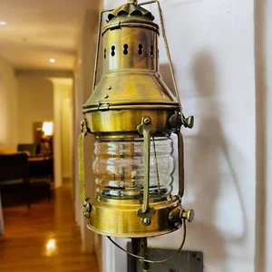 Solid Brass Antique Nautical Miner Ship Vintage Oil Lamp Maritime Lantern Style - Picture 1 of 8