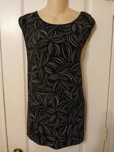 NEW WOMEN'S BLACK BLUE WHITE LEAVES DRESSY TANK TOP PLUS SIZE 3X by INVESTMENTS - Picture 1 of 5