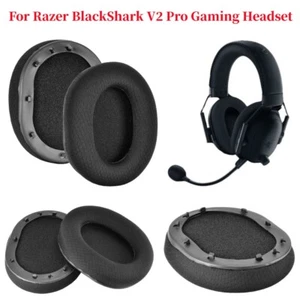 Black Soft Ear Pads Cushion Covers For Razer BlackShark V2 Pro Gaming Headphones - Picture 1 of 6