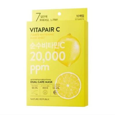 NATURE REPUBLIC VITAPAIR C 7 Days Whitening Mask Sheet 23mL X 10pcs K-BEAUTY - Image 1 of 2