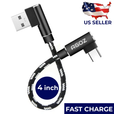 1ft or 4inch Right Angle USB C Charger Cable for Samsung Galaxy S25 S24 S23 A54 - Image 1 of 4