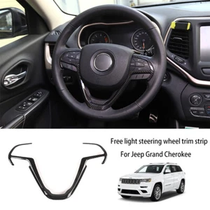Carbon Fiber Steering Wheel Cover Trim For Jeep Cherokee Grand Cherokee 2014+ 1X - Picture 1 of 5