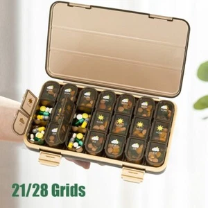 7-28 Grids Pill Box Large Capacity Medicine Box Weekly Tablet Organizer Tools - Picture 1 of 26