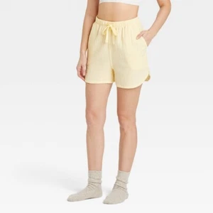 Women's 100% Cotton Pajama Shorts Stars Above - Yellow Size Small - Picture 1 of 8