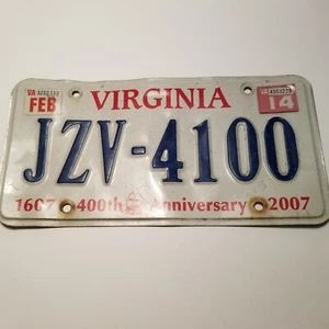 Placa de licencia Virginia 400 aniversario 2007 Randon Number Man Cave  - Imagen 1 de 3