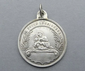 French. Antique Religious Silver Medal. Saint Mary Magdalene and Roman Soldier. - Picture 1 of 2