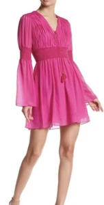 NWT Pink  $595 Rachel Zoe Laurel Embellished Crinkled Silk Chiffon Dress Size 4 - Picture 1 of 4