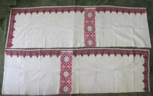 19C ANTIQUE SET OF 2 HAND EMBROIDERED WALL CARPETS TAPESTRIES - Picture 1 of 12