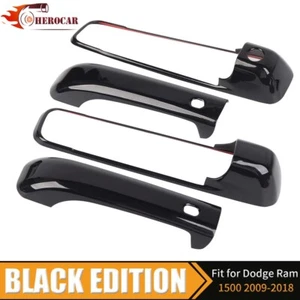 🌟 Para Dodge Ram 2009-17 2018 Negro Brillante 2 Puertas Manija CUBIERTAS CON KH con 2 SMTKH. - Imagen 1 de 8
