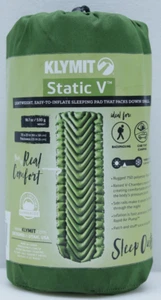 Klymit Static V 72"x23"x2.5" Lightweight Sleeping Pad Green Never Been Inflated - Picture 1 of 11