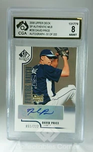 Tarjeta de novato Upper Deck SP David Price 2009 automática graduada 8 - Imagen 1 de 2