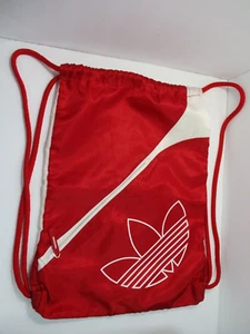 Adidas Drawstring Sack 18x12 White Backpack Bag Pull String Shine Trefoil Logo - Picture 1 of 18