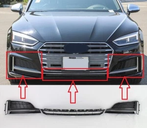  replacement 2018-19 S5 A5 front bumper lower LH RH side center grille set 3pc - Picture 1 of 13