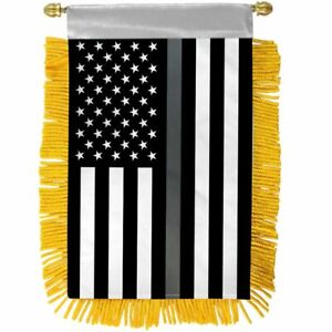 USA Thin Grey Gray Line Corrections Officers 4"x6" Mini Window Banner Flag
