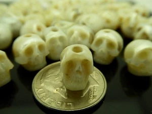 Skull Bead Natural White Pearl Rare High Detail Hand Carved 1.5mm Large Hole - Picture 1 of 12