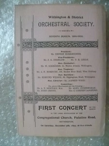 1899 Concert Programme Miss J Liebert Miss N Warburg 9 Dec - Picture 1 of 3
