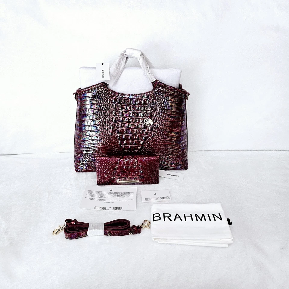 BRAHMIN Elaine Sangria Melbourne Matching Sangria Wallet STUNNING