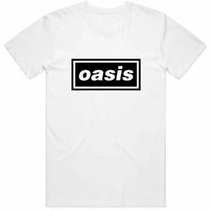 Oasis T Shirt Black Logo Definitely Maybe Official Licensed White Mens Tee NEW - Picture 1 of 3