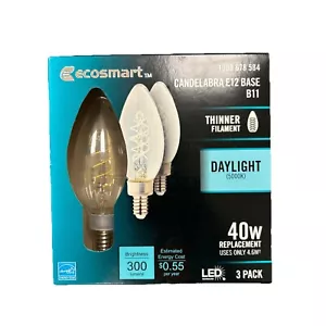 3pk 40Watt Equivalent B11 Dimmable E12 Candelabra Fine Bendy Filament LED Vintag - Picture 1 of 2