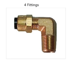 4 x 3/8" Poly x 1/4" MPT Elbow Brass Fitting Medical Dental Fish Tank Hose Tube - Picture 1 of 1