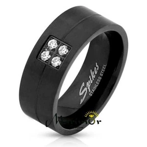 Men's Brushed Black IP Stainless Steel Wedding Band Ring Size 9-13 - Picture 1 of 3