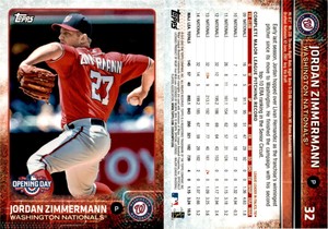 Jordan Zimmermann 2015 Topps Opening Day Baseball Card 32  Washington Nationals