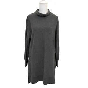Weiche Umrandung Wolle Kaschmir Mischung Rollkragen Pullover Tunika grau Gr. Medium - Bild 1 von 6