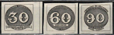 Brazil Stamps 1943 SC# 612a, 612b, 612c  Adaptation of 1843 Bull's Eye '