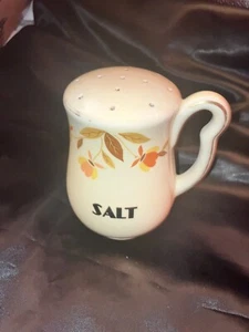 Salt Shaker Hall Superior Jewel Tea Autumn Leaf Vintage Cork Bottom 4.50” Tall - Picture 1 of 11