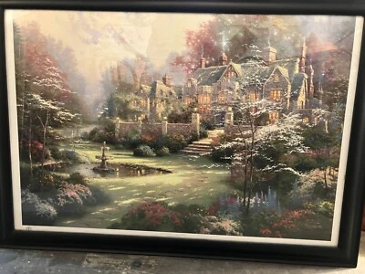 Litografía offset enmarcada Thomas Kinkade Gardens Beyond Spring Gate + certificado de autenticidad Foto 1 de 3