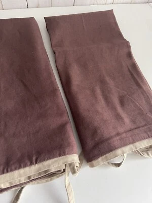 2 West Elm Linen Blend Standard Shams Brown Tan Ties Closure Excellent Cond - Image 1 of 4